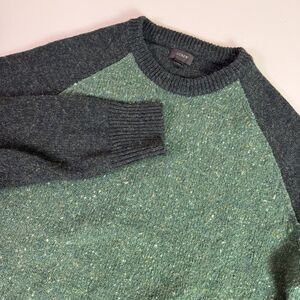 J Crew Wool Raglan Sweater Men's M Green Donegal Fleck Crewneck Preppy Fisherman